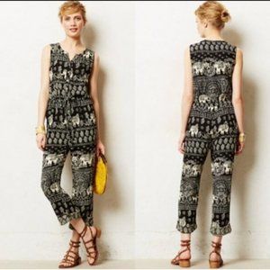 Anthro Lilka black elephant romper medium